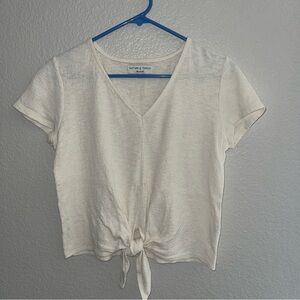 Madewell Cream Tie-Front Fitted Blouse